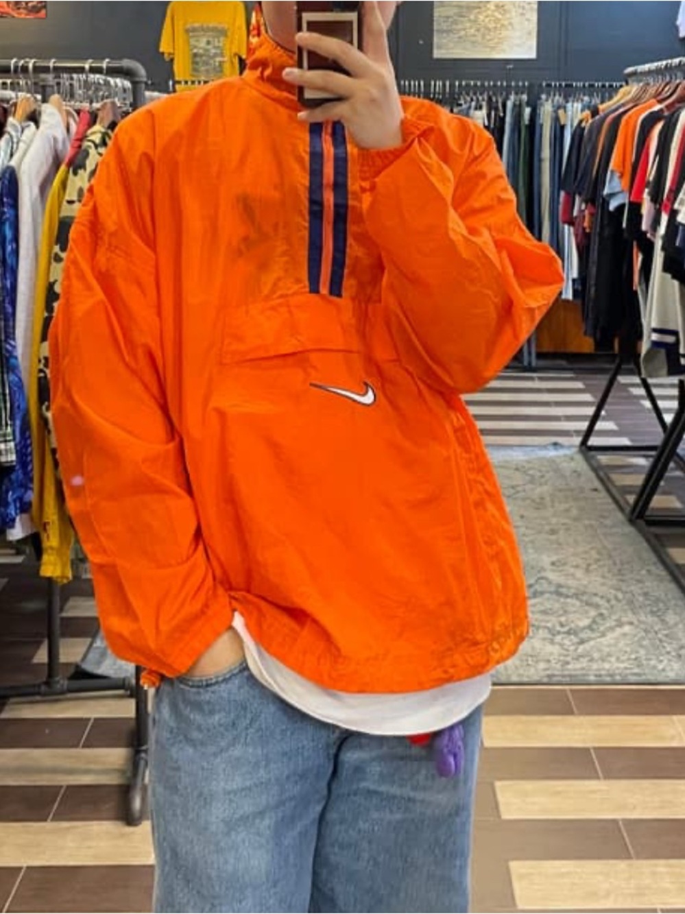 Vintage Y2K Nike Orange Pullover Windbreaker Jacket